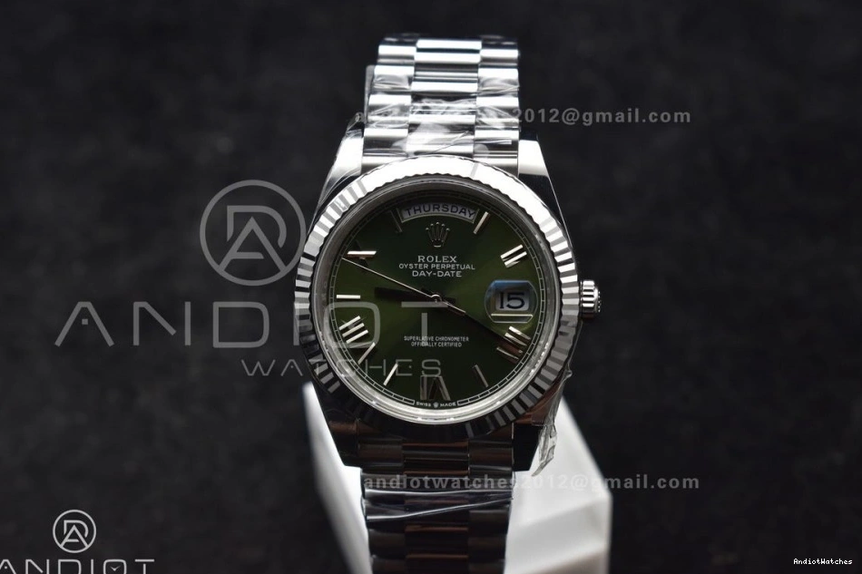 Date 1:1 VR3255 Refined Green (Gain THBF Weight) Day Edition 662 President Dial 40 Bracelet 228239 on Roman SS Best 1223